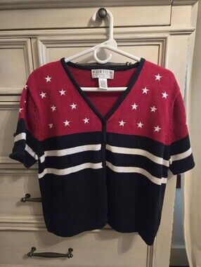 Norton Vintage-Inspired Red, White & Navy Star Stripe Cardigan